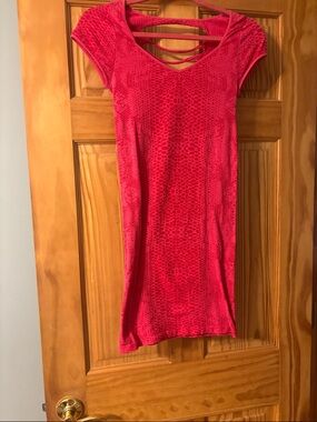 bebe Hot Pink Strappy Neck Mini Dress